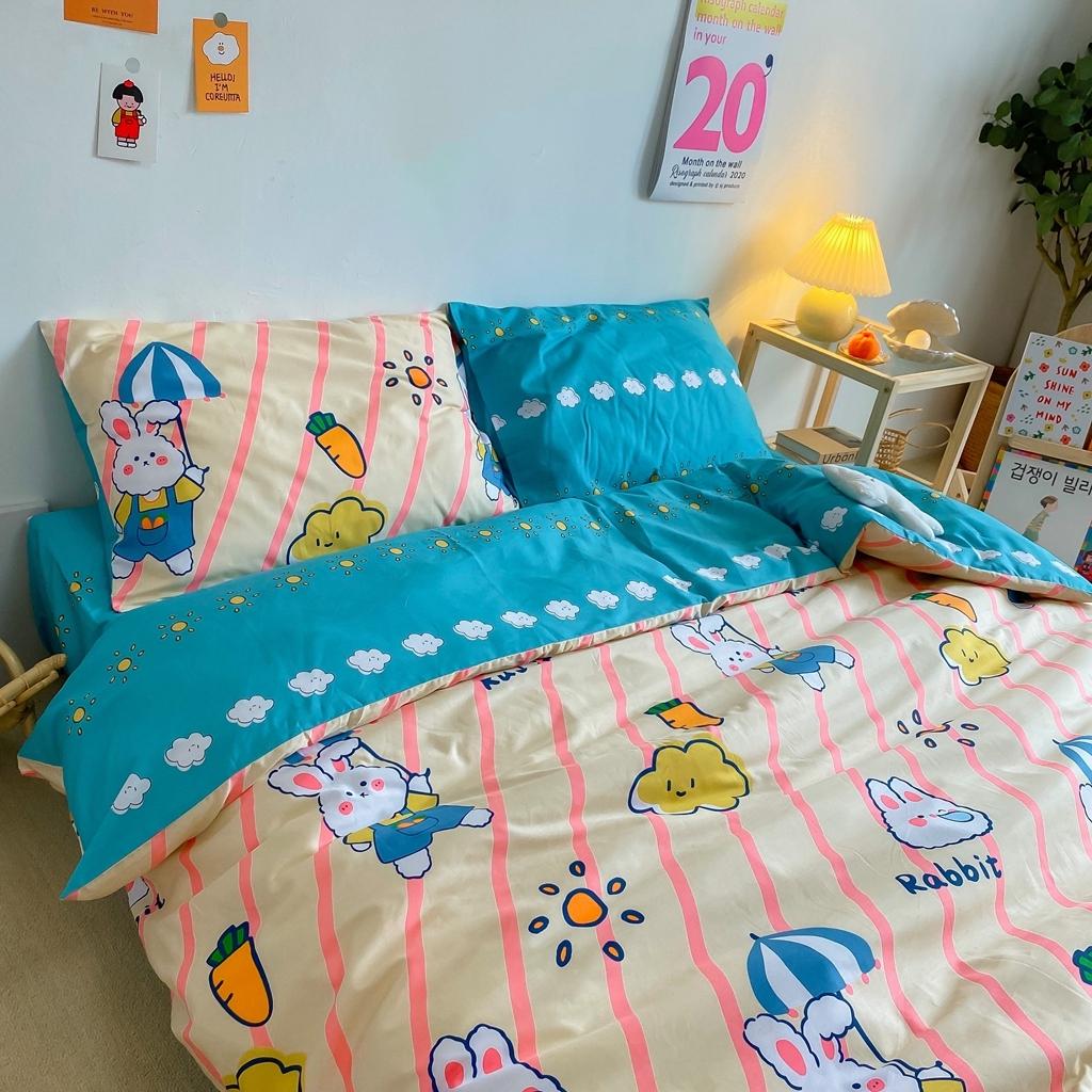 91家纺网 家纺一手货源 找家纺 星期八 2020新款全棉13070开学四件套 条纹兔