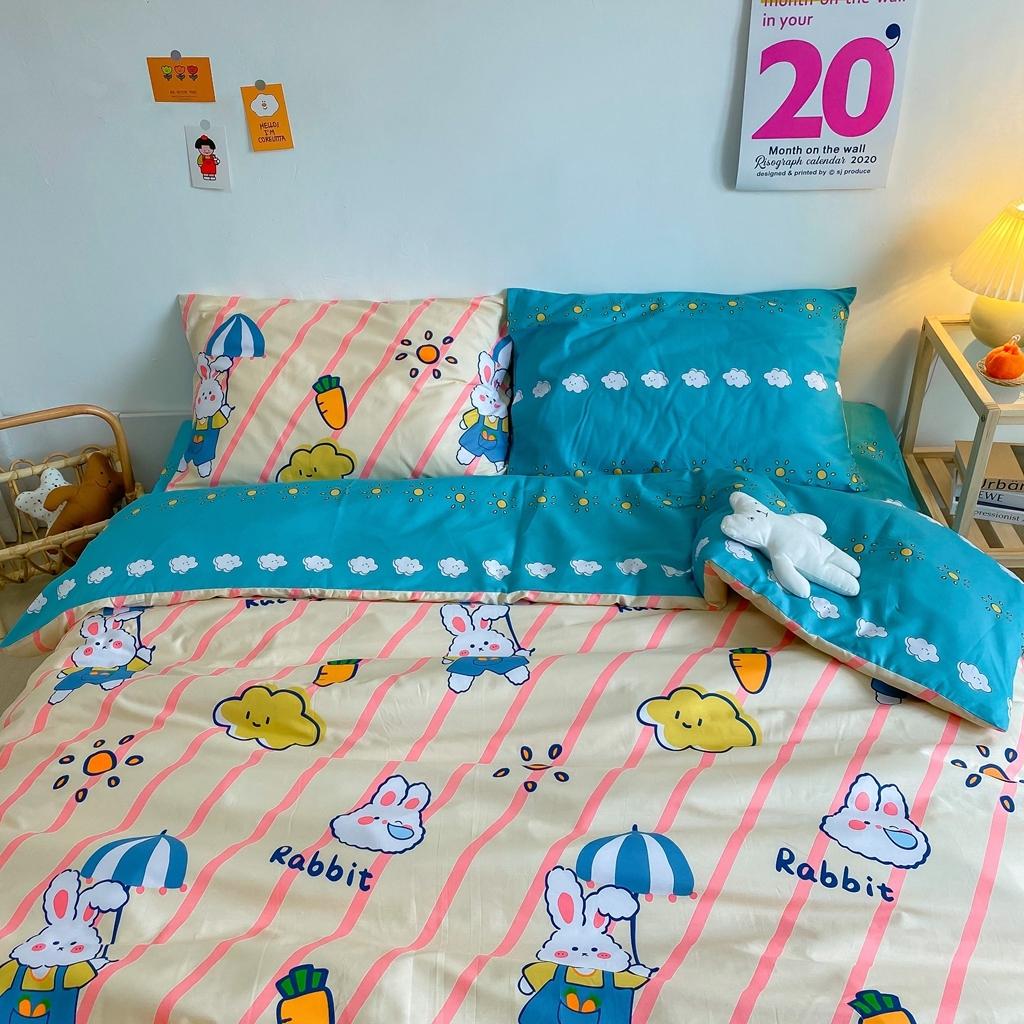 91家纺网 家纺一手货源 找家纺 星期八 2020新款全棉13070开学四件套 条纹兔