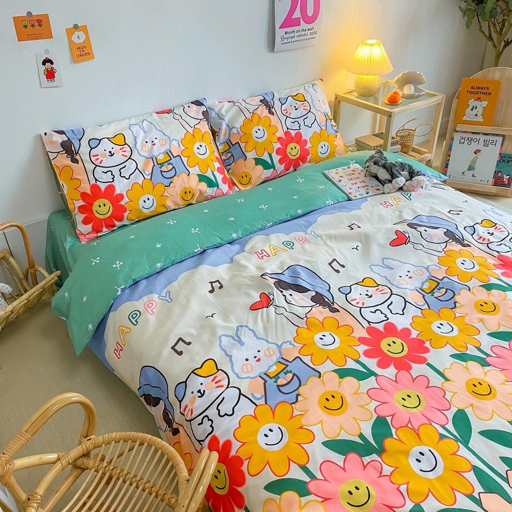 91家纺网 家纺一手货源 找家纺 星期八 2020新款全棉13070开学四件套 笑脸花花