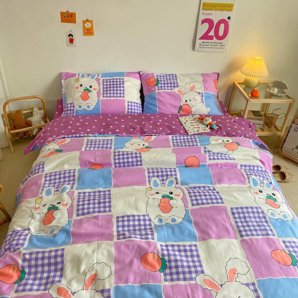 91家纺网 家纺一手货源 找家纺 星期八 2020新款全棉13070开学四件套 紫格兔兔