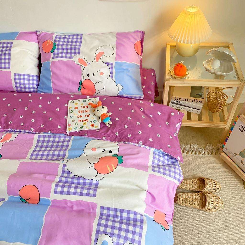 91家纺网 家纺一手货源 找家纺 星期八 2020新款全棉13070开学四件套 紫格兔兔