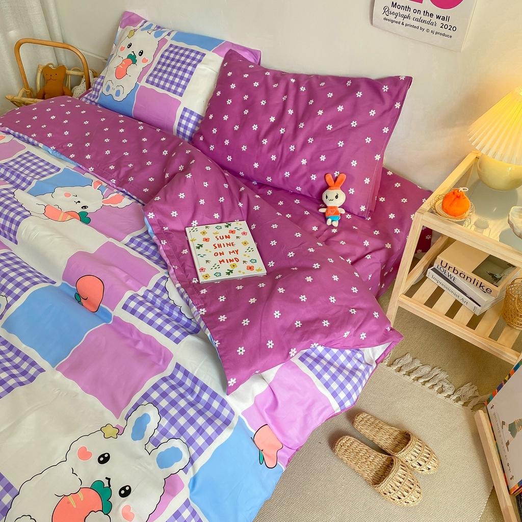 91家纺网 家纺一手货源 找家纺 星期八 2020新款全棉13070开学四件套 紫格兔兔