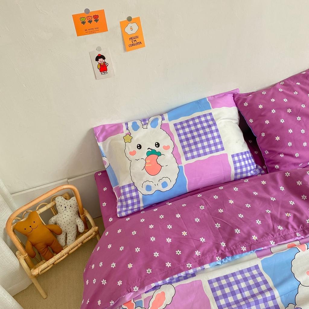 91家纺网 家纺一手货源 找家纺 星期八 2020新款全棉13070开学四件套 紫格兔兔