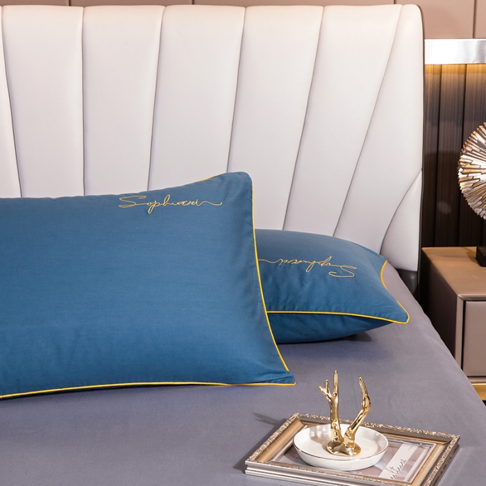 91家纺网 家纺一手货源 找家纺 拼社 40s贡缎长绒棉字母款单枕套一对 宾利兰