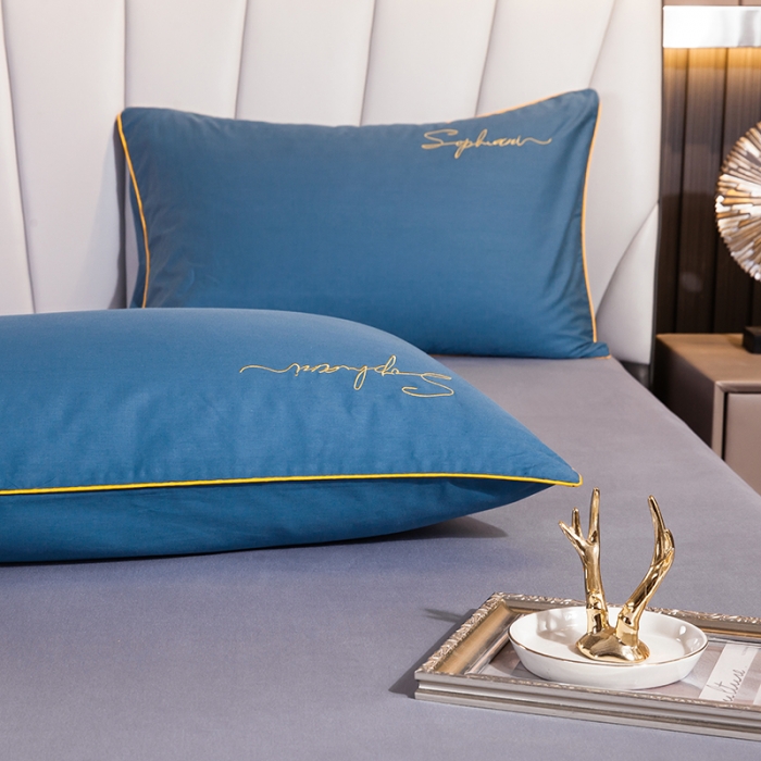 91家纺网 家纺一手货源 找家纺 拼社 40s贡缎长绒棉字母款单枕套一对 宾利兰