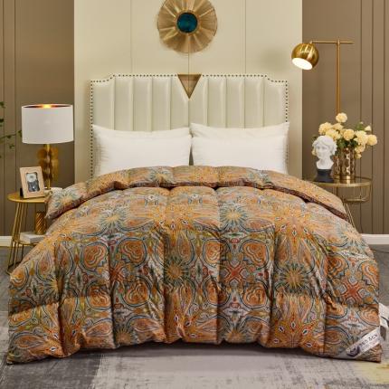 91家纺网 家纺一手货源 找家纺 绒研羽绒 2025新款60支柔赛丝印花羽绒被冬被