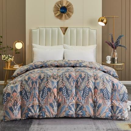 91家纺网 家纺一手货源 找家纺 绒研羽绒 2025新款60支柔赛丝印花羽绒被冬被