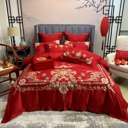 91家纺网 家纺一手货源 找家纺 橘滋 2021新款秋冬高端婚嫁60S系列四件套 百子福禄