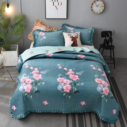 雨洋家纺 2025新款水晶绒床盖碧水佳人-绿