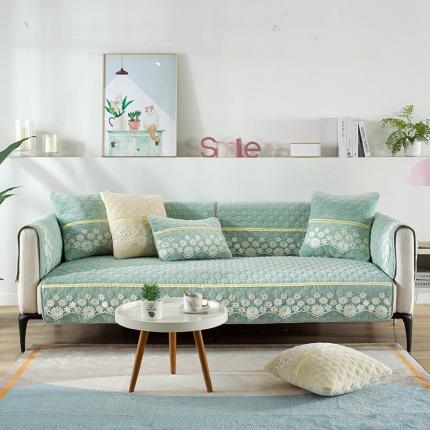 共鸣沙发垫 2020新款水晶绒沙发垫 小雏菊-浅绿