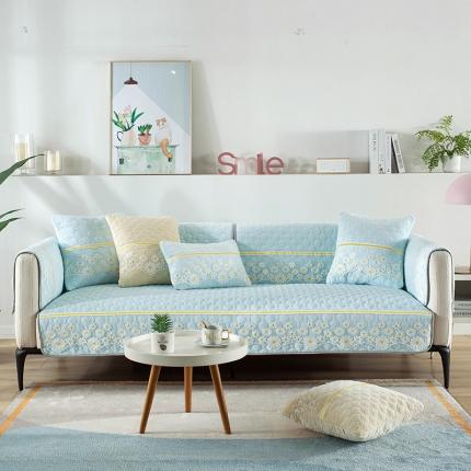 共鸣沙发垫 2020新款水晶绒沙发垫 小雏菊-天蓝
