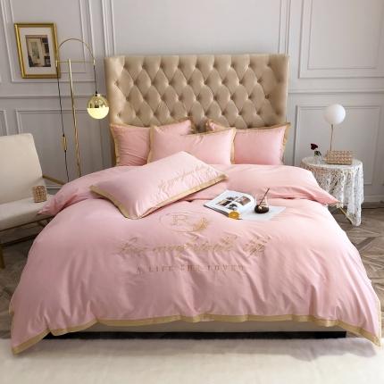 馨蕊家居 2021秋冬新品60s长绒棉简爱四件套简爱-仙女粉
