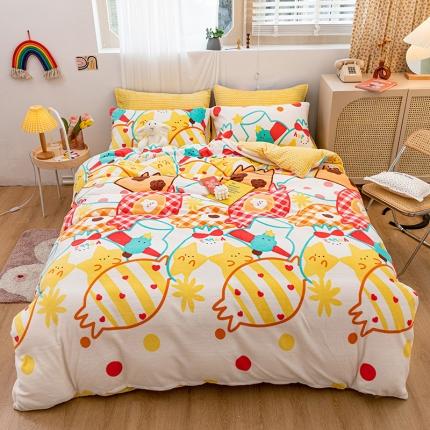 91家纺网 家纺一手货源 找家纺 （总）桃子家居家居新品加厚牛奶绒洋气碎花少女系列四件套法莱