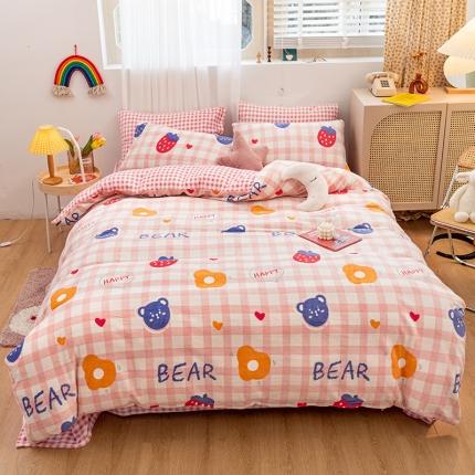 91家纺网 家纺一手货源 找家纺 （总）桃子家居家居新品加厚牛奶绒洋气碎花少女系列四件套法莱