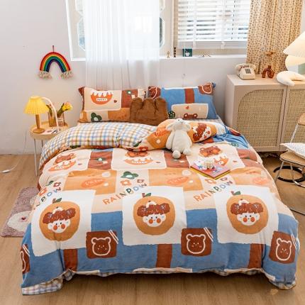 91家纺网 家纺一手货源 找家纺 （总）桃子家居家居新品加厚牛奶绒洋气碎花少女系列四件套法莱