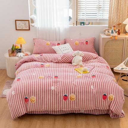 91家纺网 家纺一手货源 找家纺 （总）桃子家居家居新品加厚牛奶绒洋气碎花少女系列四件套法莱