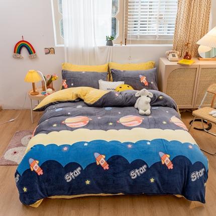 91家纺网 家纺一手货源 找家纺 （总）桃子家居家居新品加厚牛奶绒洋气碎花少女系列四件套法莱