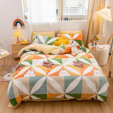 91家纺网 家纺一手货源 找家纺 （总）桃子家居家居新品加厚牛奶绒洋气碎花少女系列四件套法莱