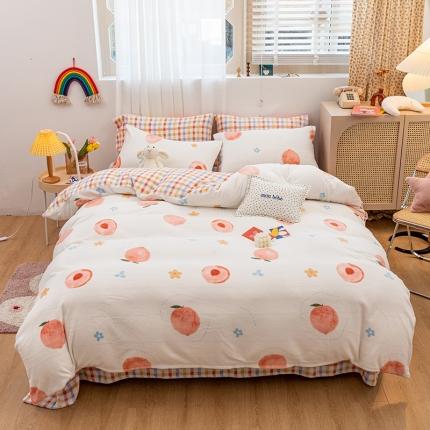 91家纺网 家纺一手货源 找家纺 （总）桃子家居家居新品加厚牛奶绒洋气碎花少女系列四件套法莱