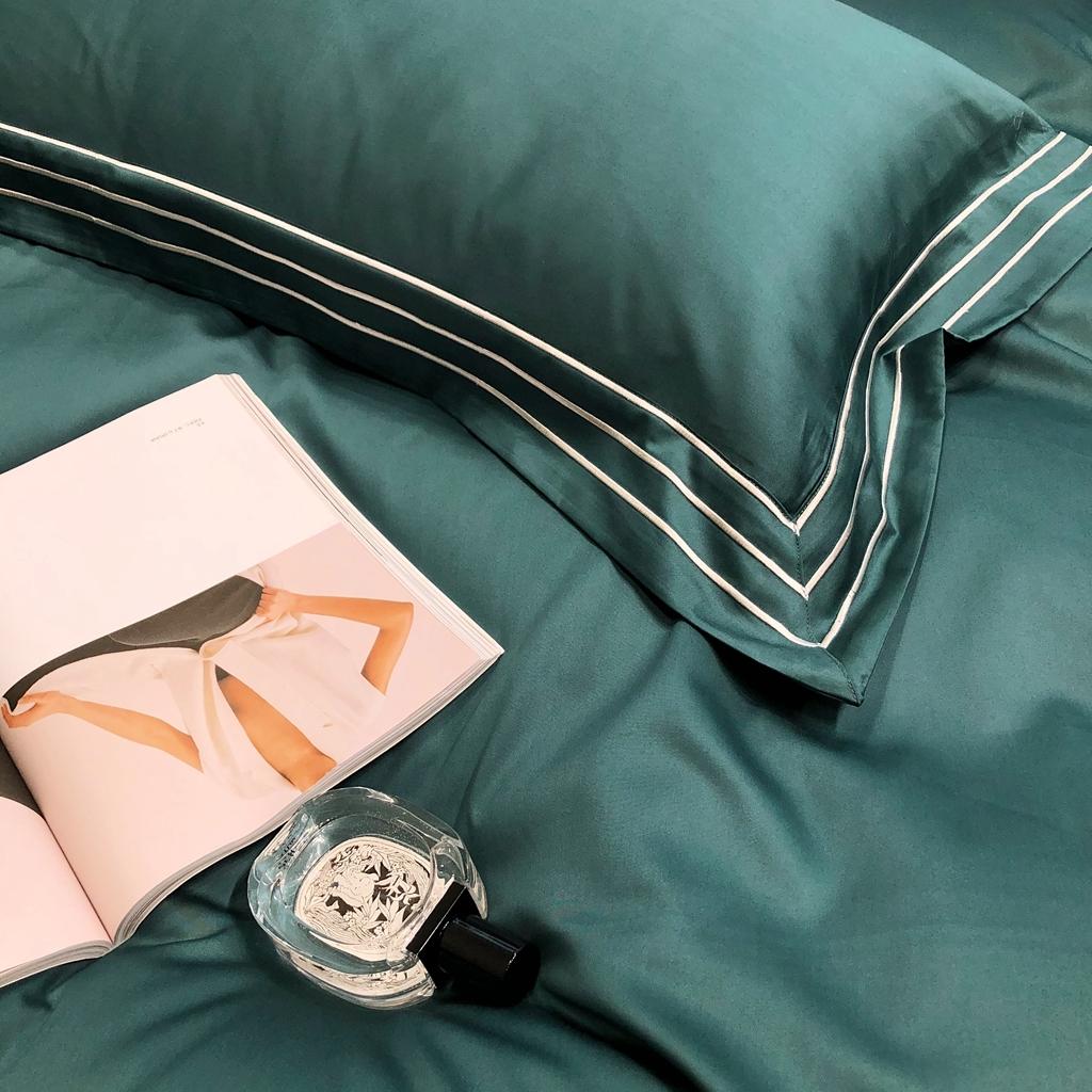 91家纺网 家纺一手货源 找家纺 馨蕊家居 2021新款100s极光匹马绒棉四件套极光-翡翠绿