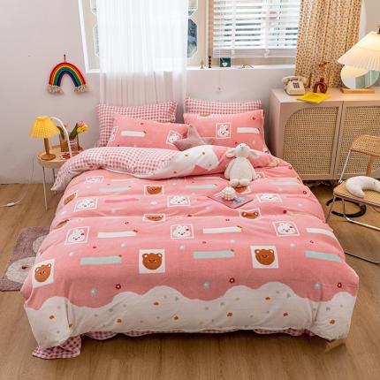 91家纺网 家纺一手货源 找家纺 （总）桃子家居家居新品加厚牛奶绒洋气碎花少女系列四件套法莱