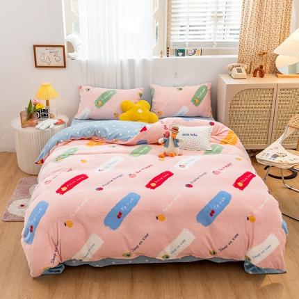 91家纺网 家纺一手货源 找家纺 （总）桃子家居家居新品加厚牛奶绒洋气碎花少女系列四件套法莱