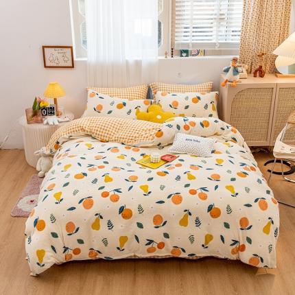 91家纺网 家纺一手货源 找家纺 （总）桃子家居家居新品加厚牛奶绒洋气碎花少女系列四件套法莱