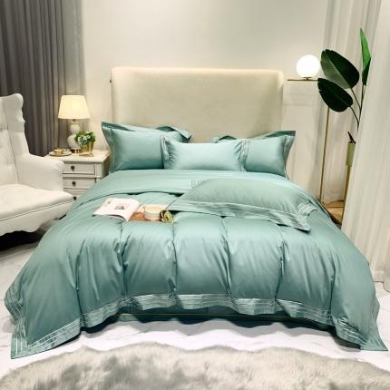 91家纺网 家纺一手货源 找家纺 馨蕊家居 2021新款100s极光匹马绒棉四件套极光-海草绿
