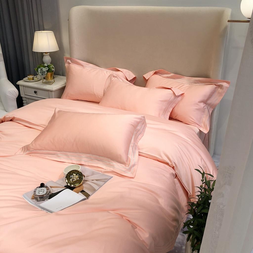 91家纺网 家纺一手货源 找家纺 馨蕊家居 2021新款100s极光匹马绒棉四件套极光-仙桃粉