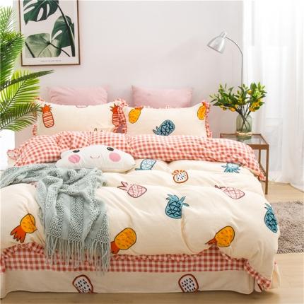 91家纺网 家纺一手货源 找家纺 （总）青竹苑韩版牛奶绒四件套法莱绒水晶雕花绒加厚保暖