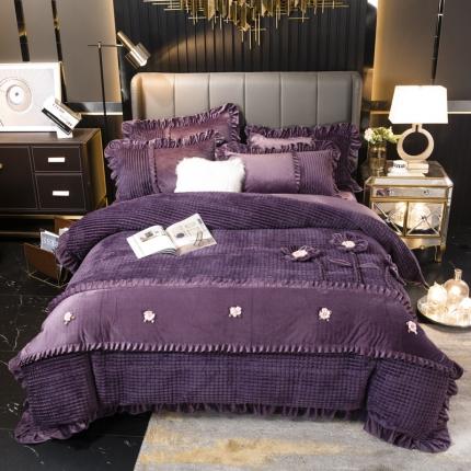 91家纺网 家纺一手货源 找家纺 （总）兴美佳 魔法绒手工盘花四件套-三花争艳