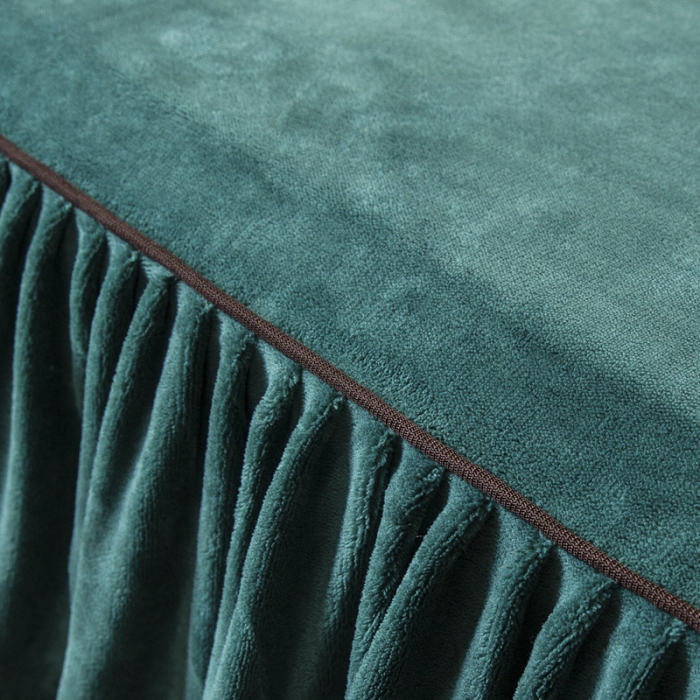 91家纺网 家纺一手货源 找家纺 兴美佳 新款牛奶绒带蕾丝边床裙四件套 自由风 自由风-墨绿