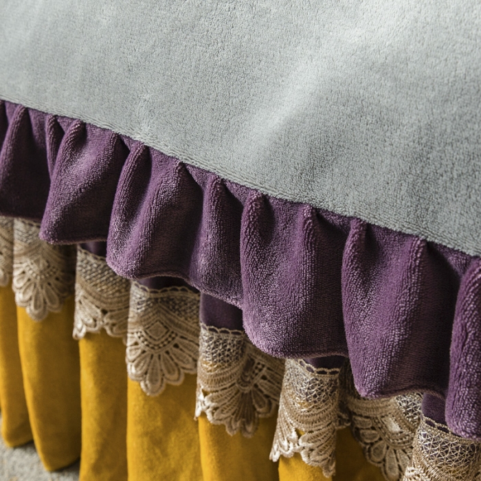 91家纺网 家纺一手货源 找家纺 兴美佳 新款牛奶绒带蕾丝边床裙四件套 自由风 自由风-紫罗兰