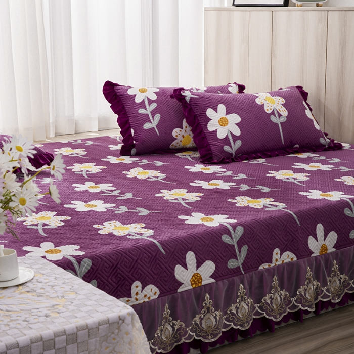 91家纺网 家纺一手货源 找家纺 冬然 2020升级款榻榻米水晶绒床盖炕盖 花花世界-豆沙