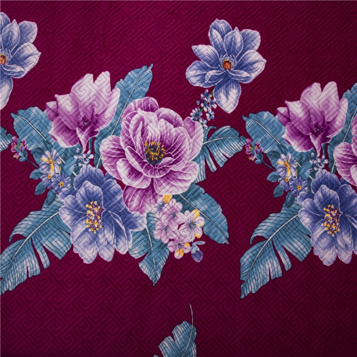 91家纺网 家纺一手货源 找家纺 冬然 2020升级款榻榻米水晶绒床盖炕盖 花开盛世-大红