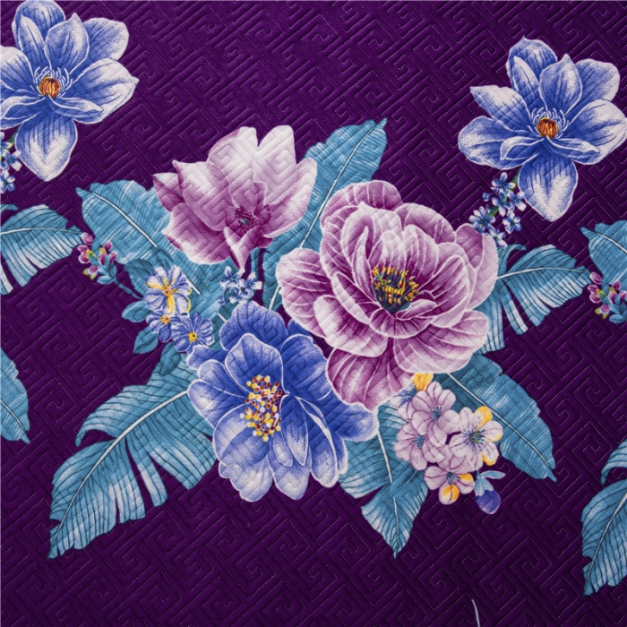 91家纺网 家纺一手货源 找家纺 冬然 2020升级款榻榻米水晶绒床盖炕盖 花开盛世-紫