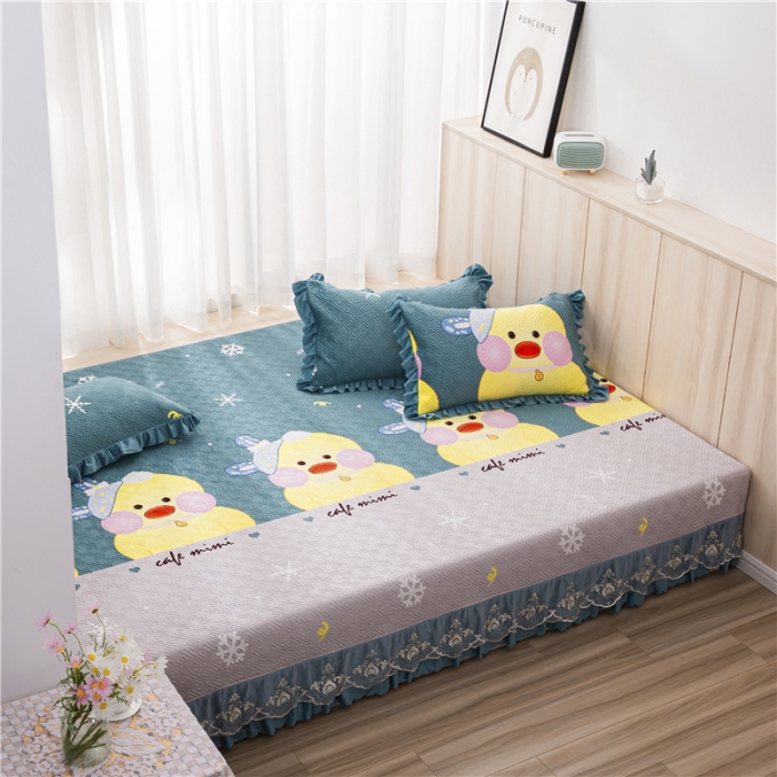 91家纺网 家纺一手货源 找家纺 冬然 2020升级款榻榻米水晶绒床盖炕盖 萌萌鸭
