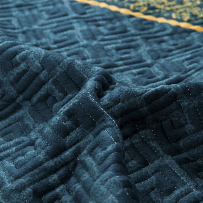 91家纺网 家纺一手货源 找家纺 冬然 2020升级款榻榻米水晶绒床盖炕盖 陌上花开-深绿