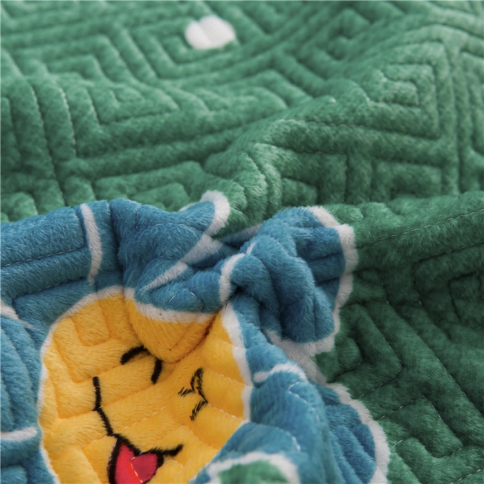 91家纺网 家纺一手货源 找家纺 冬然 2020升级款榻榻米水晶绒床盖炕盖 向阳花-绿