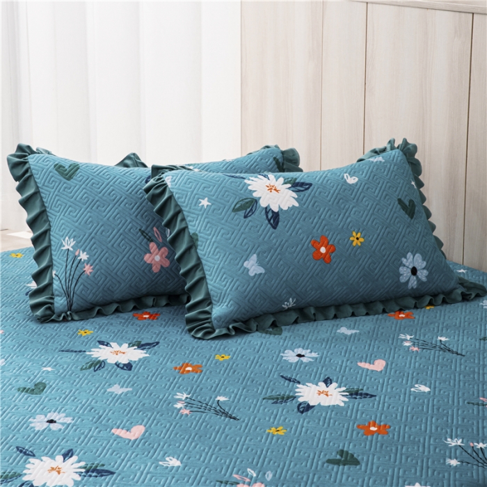 91家纺网 家纺一手货源 找家纺 冬然 2020升级款榻榻米水晶绒床盖炕盖 小雏菊-兰