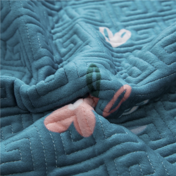 91家纺网 家纺一手货源 找家纺 冬然 2020升级款榻榻米水晶绒床盖炕盖 小雏菊-兰