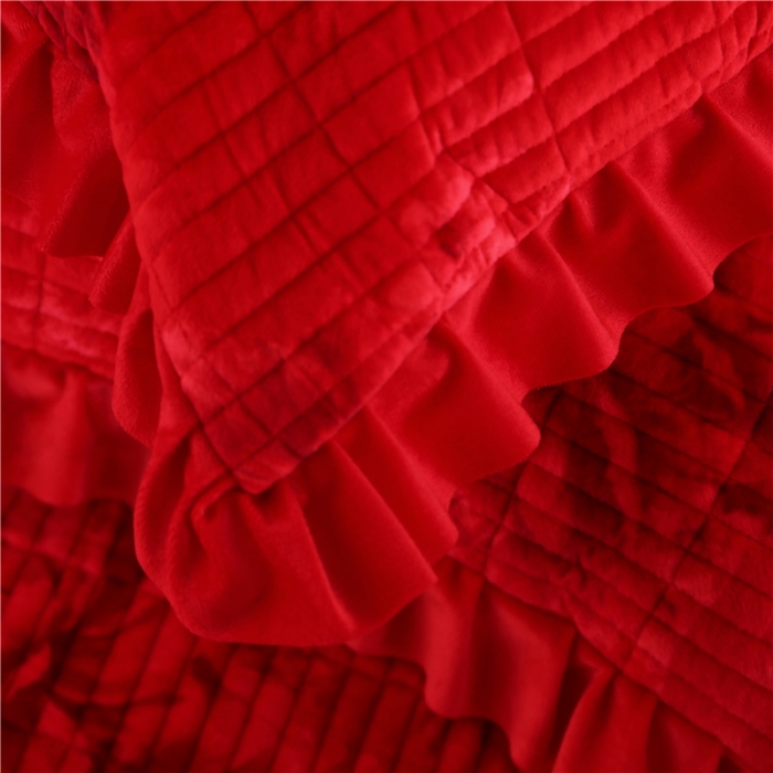 91家纺网 家纺一手货源 找家纺 冬然 2020新款水晶绒榻榻米床盖炕盖 爱情玫瑰-大红