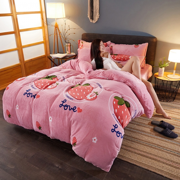 91家纺网 家纺一手货源 找家纺 （总） 迷仙巢 2020新款160克法莱绒印花四件套