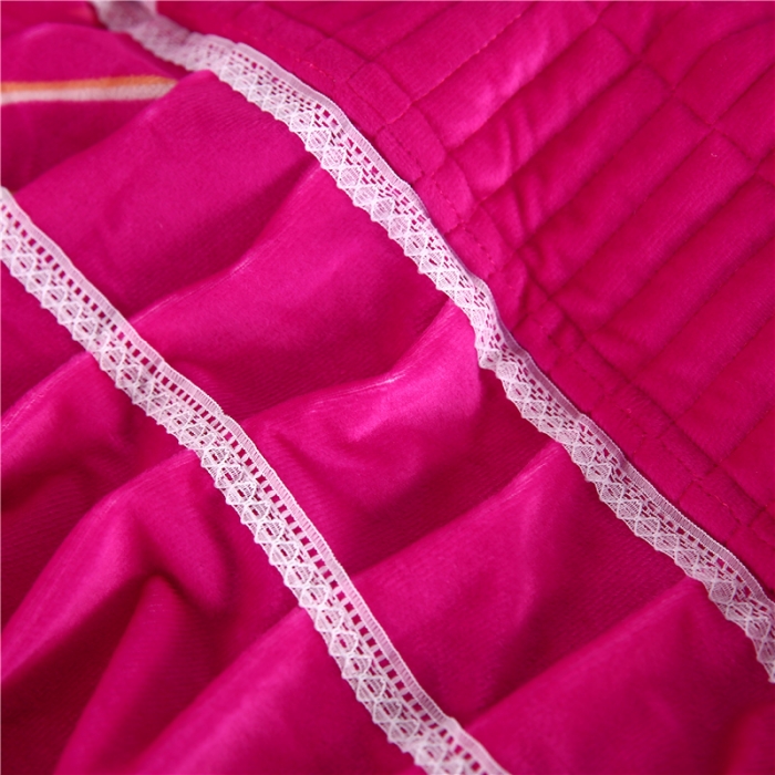 91家纺网 家纺一手货源 找家纺 冬然 2020新款水晶绒榻榻米床盖炕盖 火烈鸟玫红