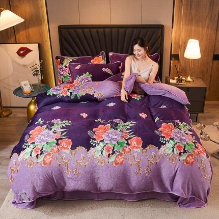 91家纺网 家纺一手货源 找家纺 （总） 迷仙巢 2020新款牛奶金貂绒四件套