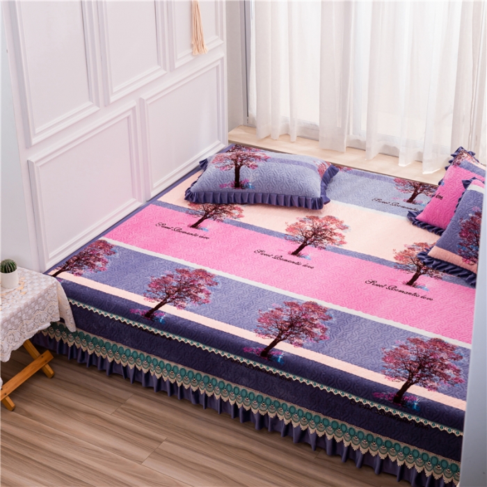 91家纺网 家纺一手货源 找家纺 冬然 2022新款牛奶绒榻榻米床盖炕盖 火树银花