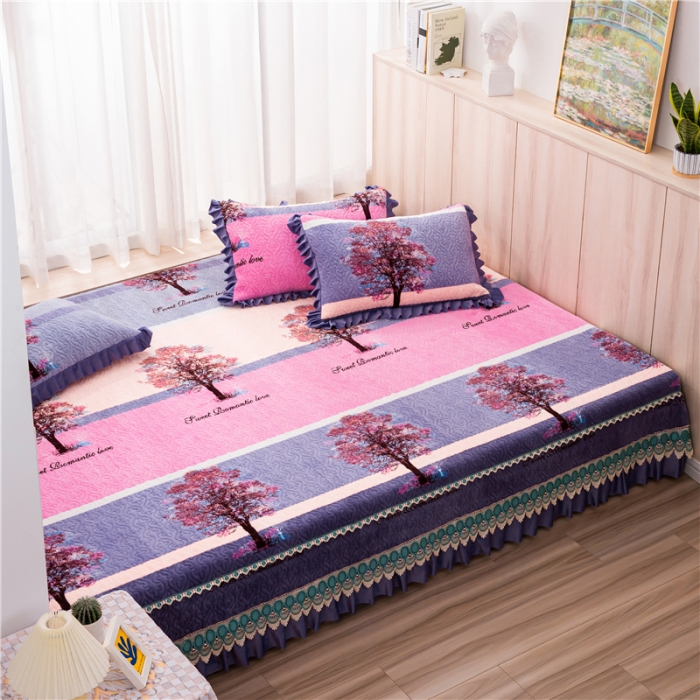 91家纺网 家纺一手货源 找家纺 冬然 2022新款牛奶绒榻榻米床盖炕盖 火树银花