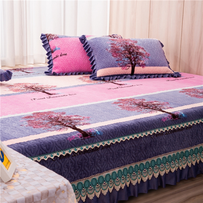 91家纺网 家纺一手货源 找家纺 冬然 2022新款牛奶绒榻榻米床盖炕盖 火树银花