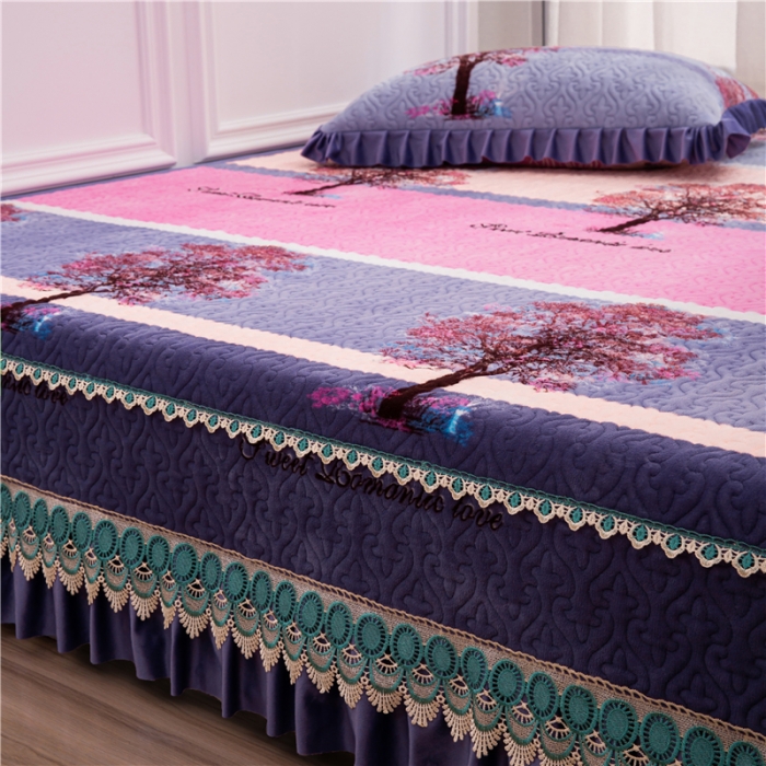 91家纺网 家纺一手货源 找家纺 冬然 2022新款牛奶绒榻榻米床盖炕盖 火树银花