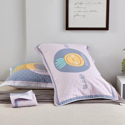 91家纺网 家纺一手货源 找家纺 朴尔 2020新款彩色糖果纯棉三层纱布枕巾 开心菠萝